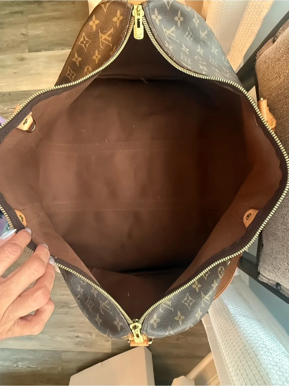 Louis Vuitton Monogram Canvas Travel Duffel Bag in Brown 55cm